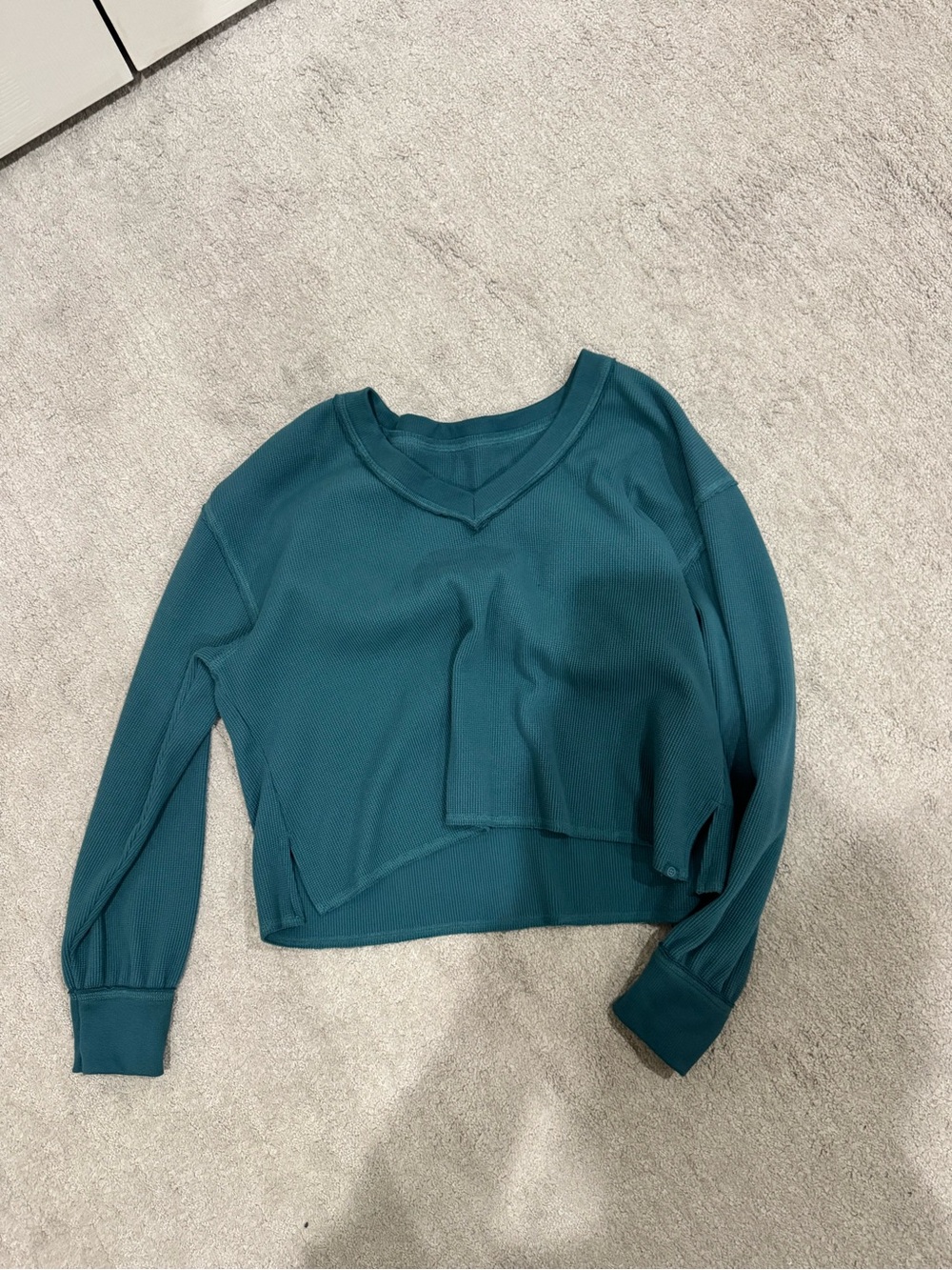 Gilly Hicks Teal V-Neck Long Sleeve Cropped Sweatshirt